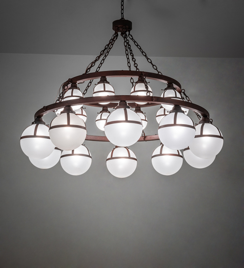 230704 60 in. Wide Bola Tavern 20 Light Two Tier Chandelier