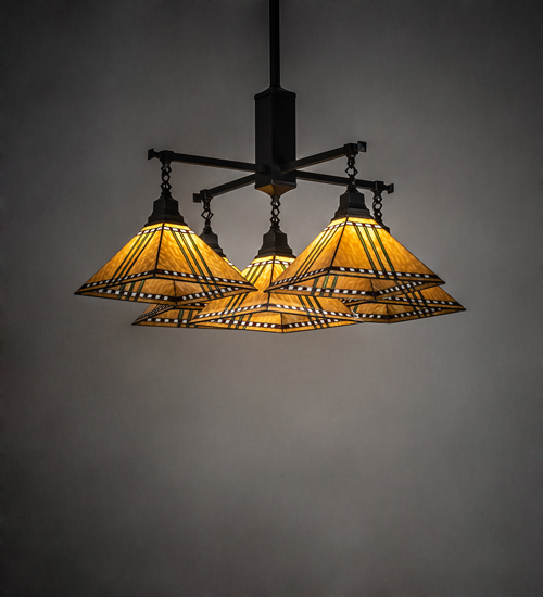 231650 38 in. Square Prairie Corn 5 Light Chandelier