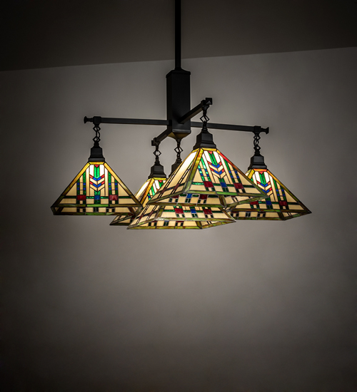 231684 38 in. Square Prairie Wheat 5 Light Chandelier