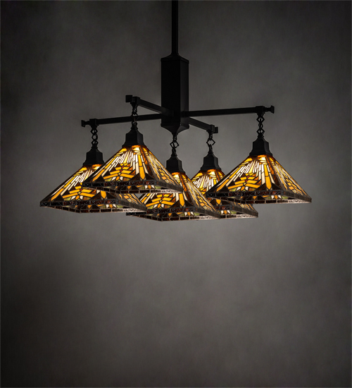 231691 36 in. Square Nuevo Mission 5 Light Chandelier