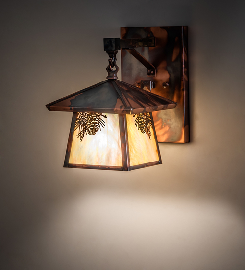 234649 8 in. Wide Stillwater Winter Pine Hanging Wall Sconce