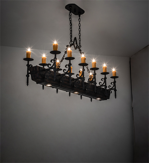 234824 60 in. Long Tudor 12 Light Oblong Chandelier