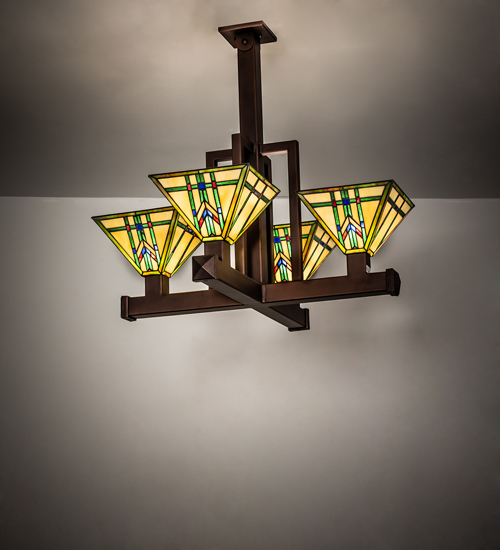 235571 32 in. Square Prairie Wheat 4 Light Inverted Ceiling Pendant Fixtures