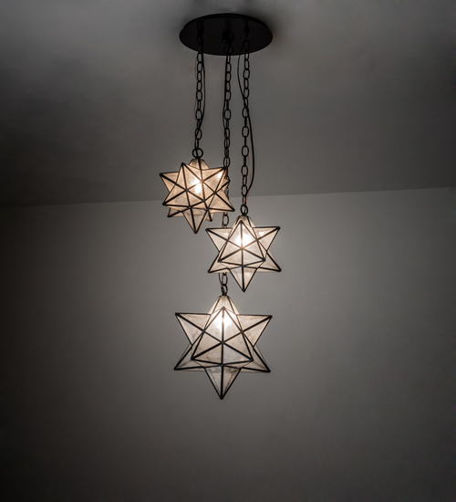 17 in. Wide Moravian Star 3 Light Cascading Ceiling Pendant Fixtures