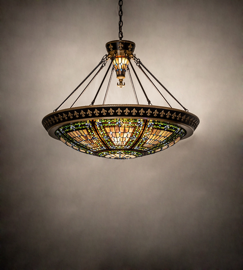 236594 38 in. Wide Fleur-de-lis Inverted Ceiling Pendant Fixtures