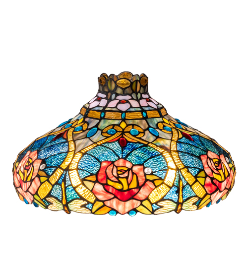 142515 18 in. Wide Dragonfly Rose Shade Light