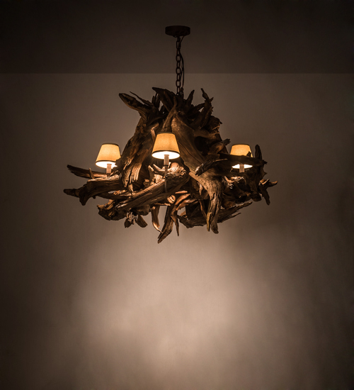 197275 40 in. Driftwood 5 Plus 1 Light Chandelier