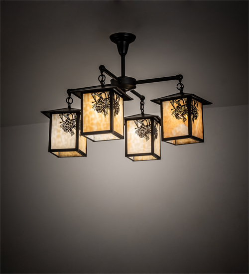 237225 32 in. Wide Seneca Winter Pine 4 Light Chandelier