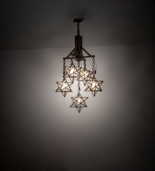 237620 26 in. Wide Moravian Star 5 Light Chandelier