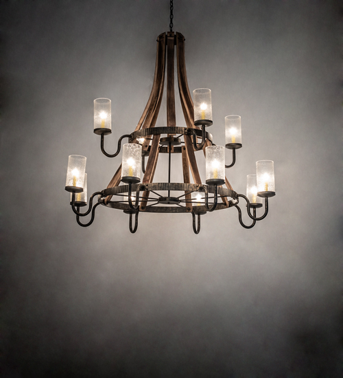 238765 61 in. Wide Barrel Stave 12 Light Chandelier