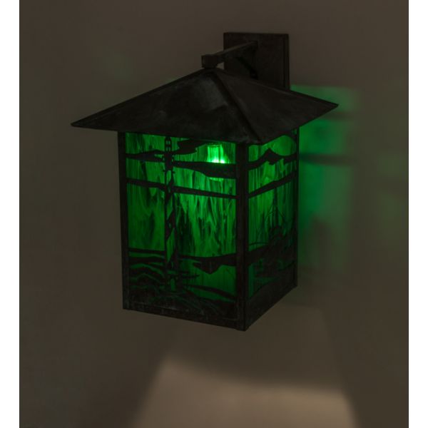 172099 17 in. Lighthouse & Trawler Straight Arm Wall Sconce, Green