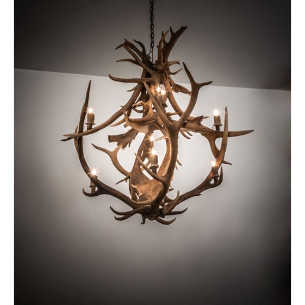 212275 55 in. Antlers Elk & Fallow Deer 10 Light Chandelier