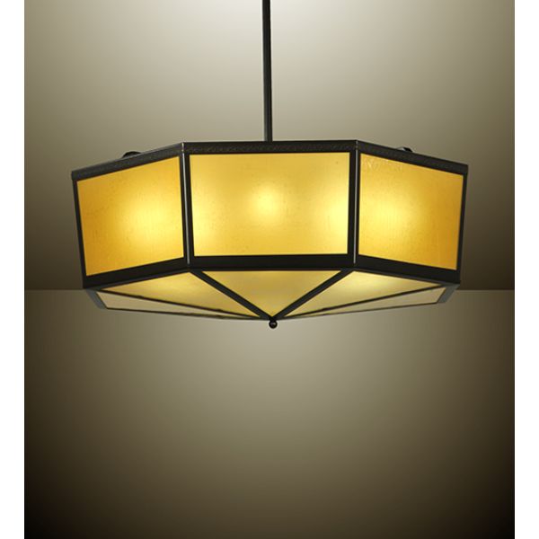 229572 36 in. Eltham Semi-Flushmount, Amber Glass & Acrylic