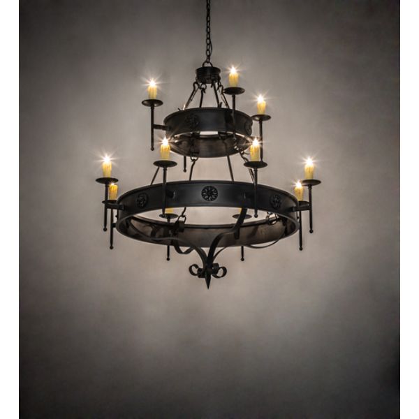 232109 48 in. Lorenzo 12 Light Two Tier Chandelier