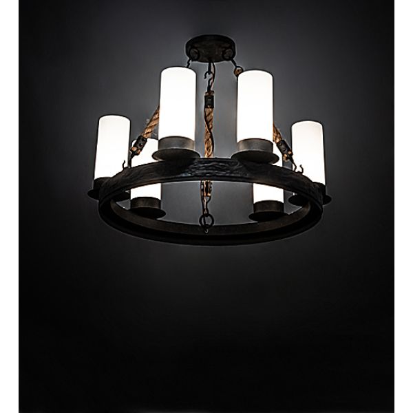 236458 16 in. Costello Ring 6 Light Chandelier, Chocolate & White