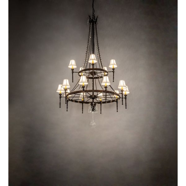 236985 48 in. Amaury 15 Light Two Tier Chandelier, Chocolate, White & Gold