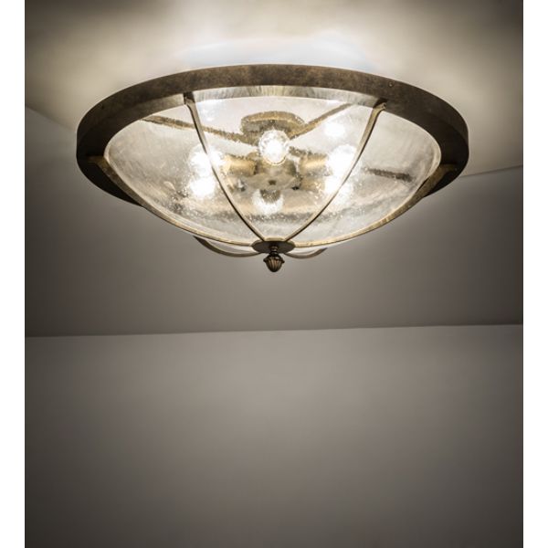 237956 30 in. Dominga Flushmount, Chocolate, Gold & Clear Seeded