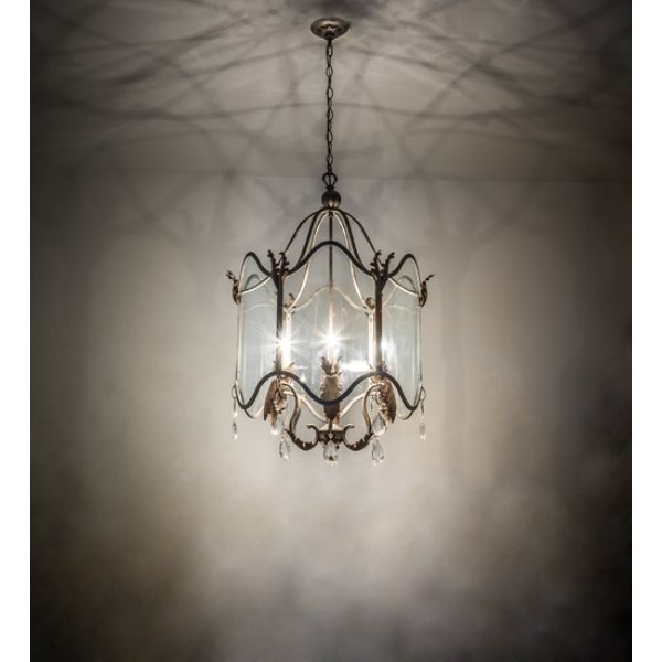 238251 27 in. Lourdes 6 Light Pendant, Gold & Clear