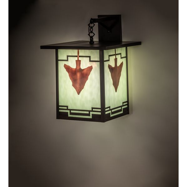 239207 14 in. Square Hyde Park Arrowhead Wall Sconce, Green