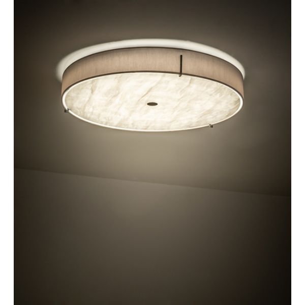 240477 30 in. Cilindro Textrene Flushmount, Beige, White & Grey