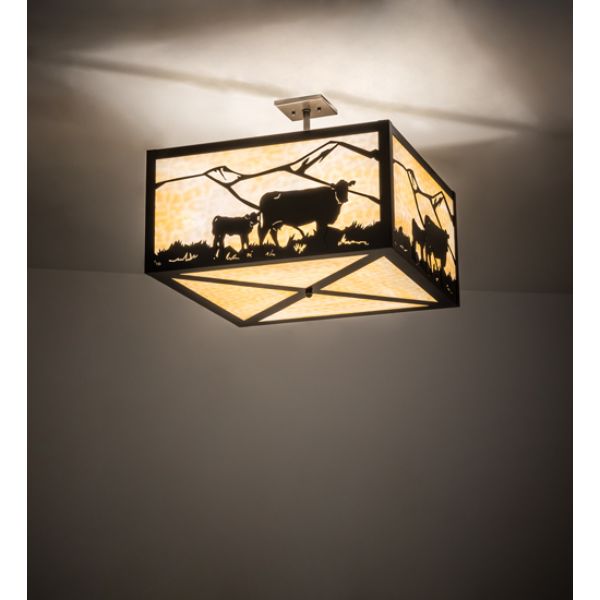 241426 24 in. Square Calf & Cow Flushmount
