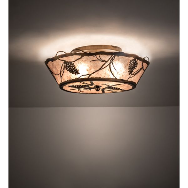 242028 23 in. Whispering Pines Flushmount, Silver Mica