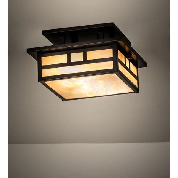 242391 12 in. Square Hyde Park Double Bar Mission Flushmount, Beige