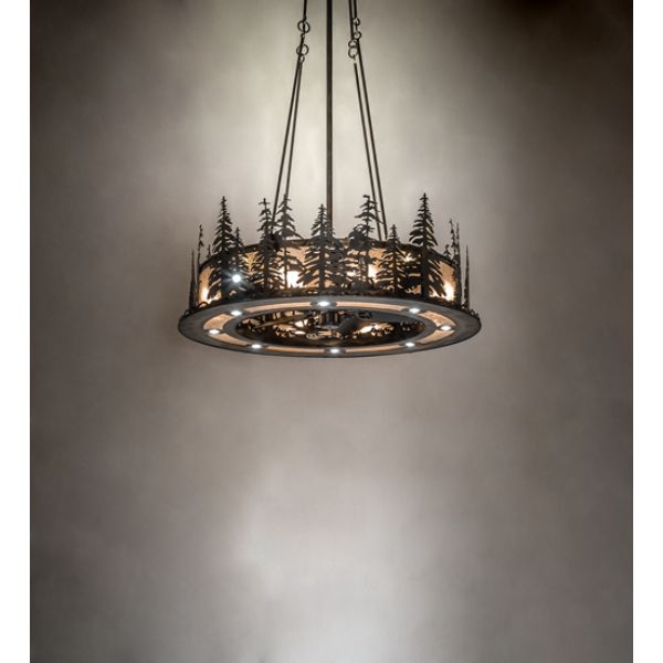 242619 48 in. Tall Pines Chandelier, Silver Mica