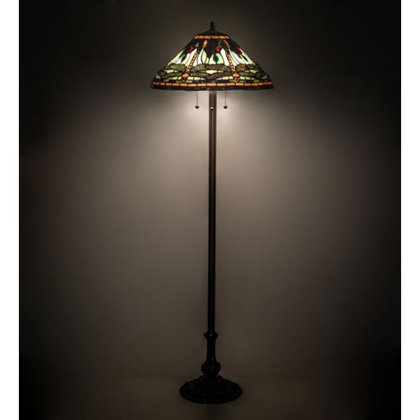 242786 60 in. Dragonfly Floor Lamp, Ruby, Coral & Green