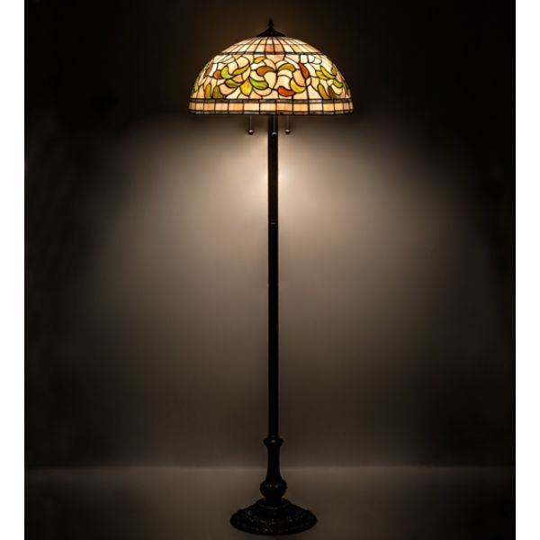 242797 60 in. Turning Leaf Floor Lamp, Ruby, Coral & Green