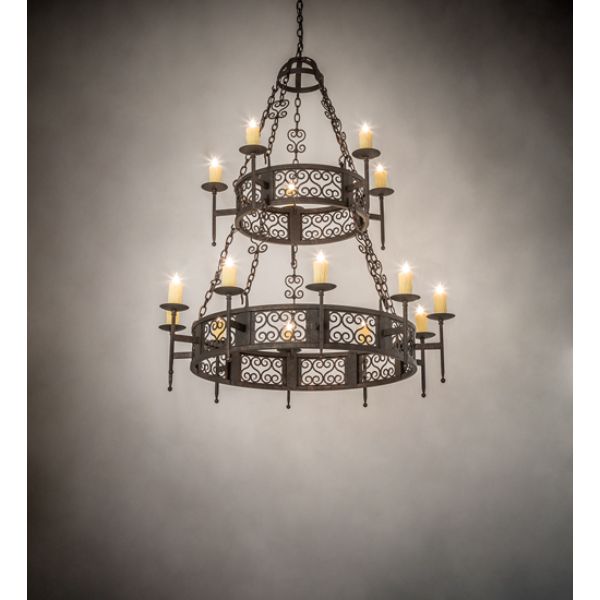 242818 48 in. Toscano 15 Light Two Tier Chandelier, Chocolate