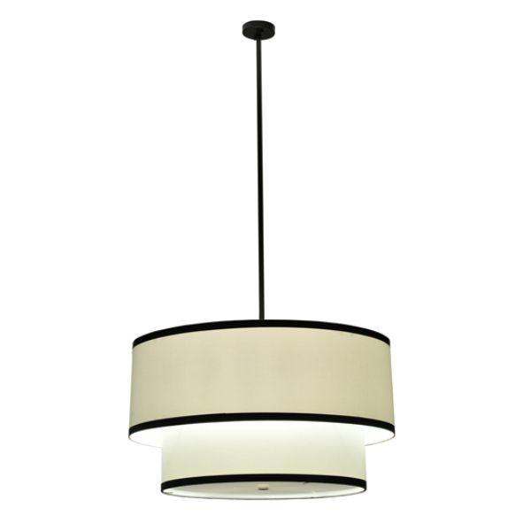 243366 36 in. Cilindro 2 Tier Textrene Pendant, Beige & White