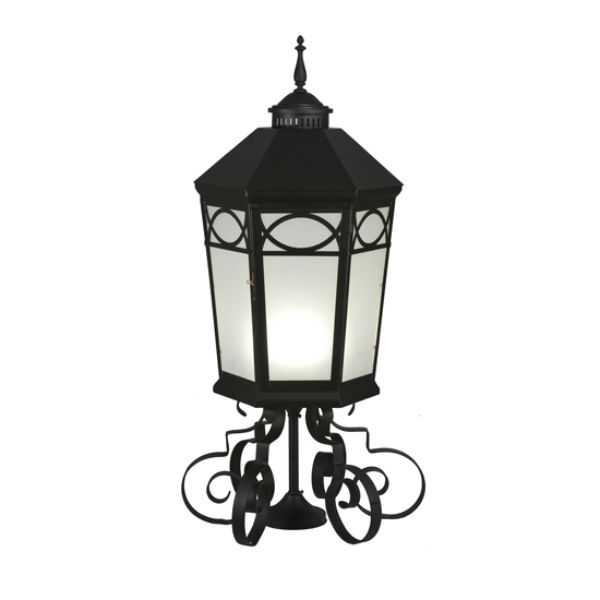 243501 16 in. Restored Taft 1 Light Lantern Post Mount, Black Glass 430