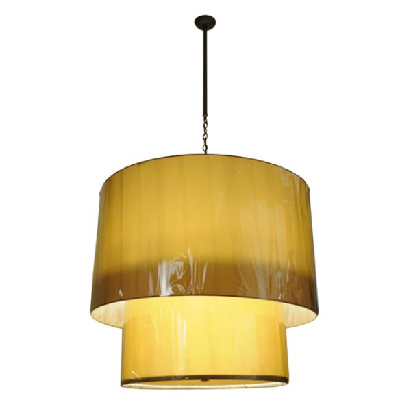 244015 42 in. Cilindro 2 Tier Pendant, Chocolate & Ivory