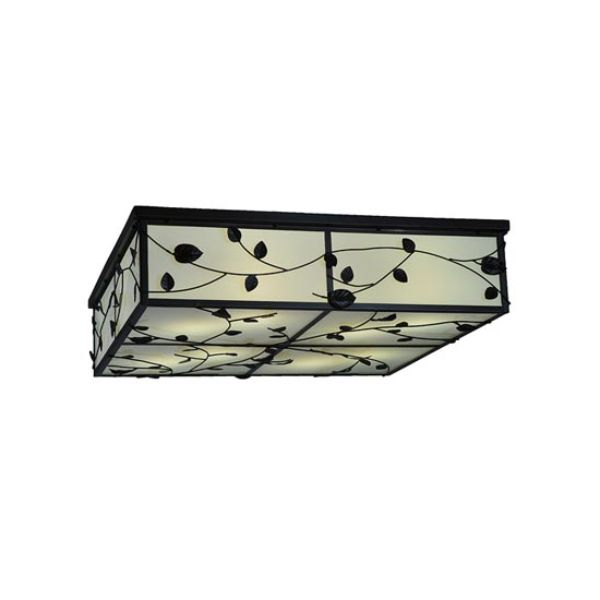 244668 36 in. Square Ivy Flushmount, Black Glass 430