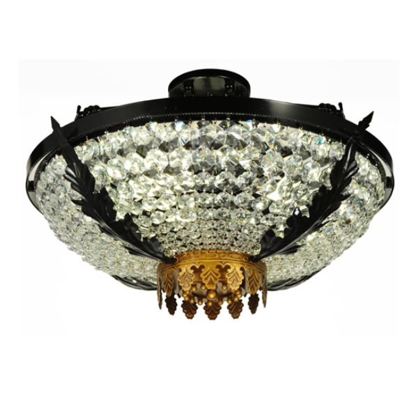 245004 24 in. Chrisanne Crystal Flushmount, Black Glass 430