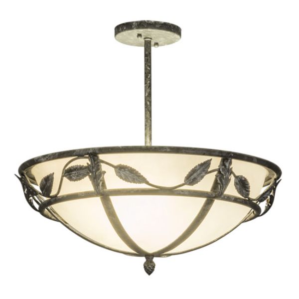 245050 18 in. Estelle Semi-Flushmount, White, Grey & Black Metal