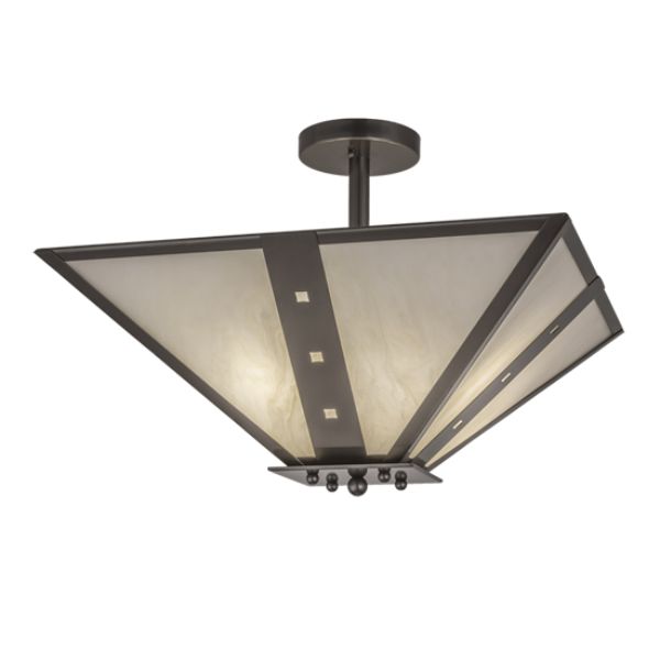 245112 24 in. Square Zandra Semi-Flushmount, Beige & White