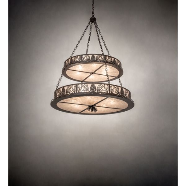 245990 48 in. Mountain Pine Two Tier Inverted Pendant, Silver Mica