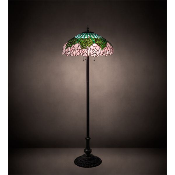 37706 62 in. Cabbage Rose Floor Lamp, Pink & Green
