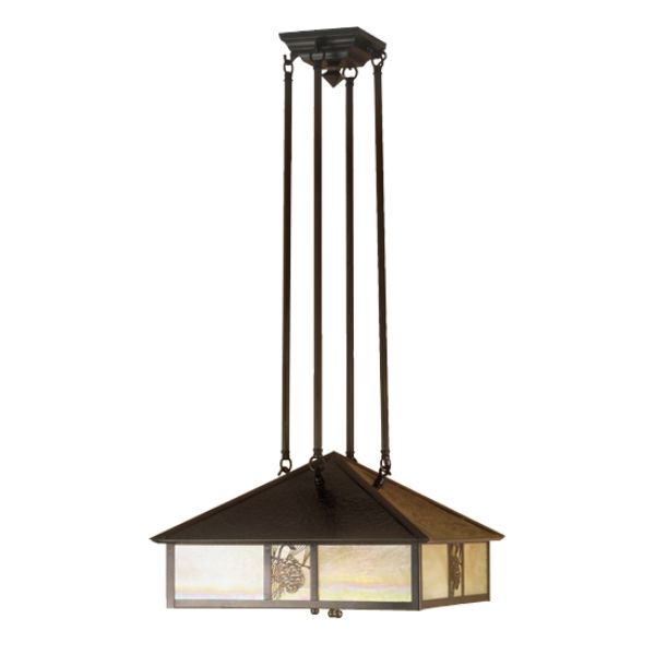 52097 17.5 in. Square Seneca Winter Pine Pendant, Beige