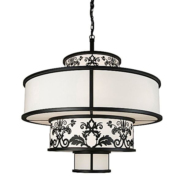 121229 48 in. Clarabella Pendant, White & Black Metal 410
