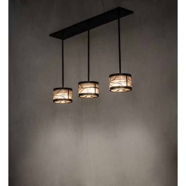 239167 50 in. Branches 3 Light Island Pendant, Silver Mica