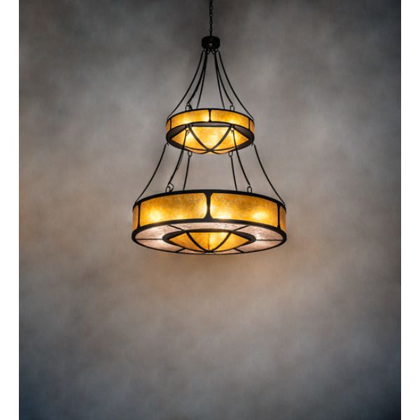 240509 46 in. Kleba Two Tier Pendant, Amber Mica & Silver Mica