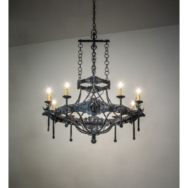 241339 40 in. Stag 8 Light Chandelier, Grey