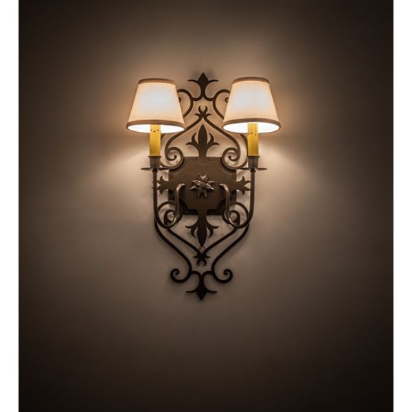 241821 14 in. Louisa 2 Light Wall Sconce, Beige