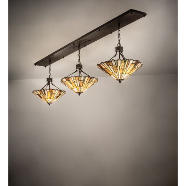 242567 84 in. Delta Jadestone 3 Light Island Pendant, Chocolate & Beige