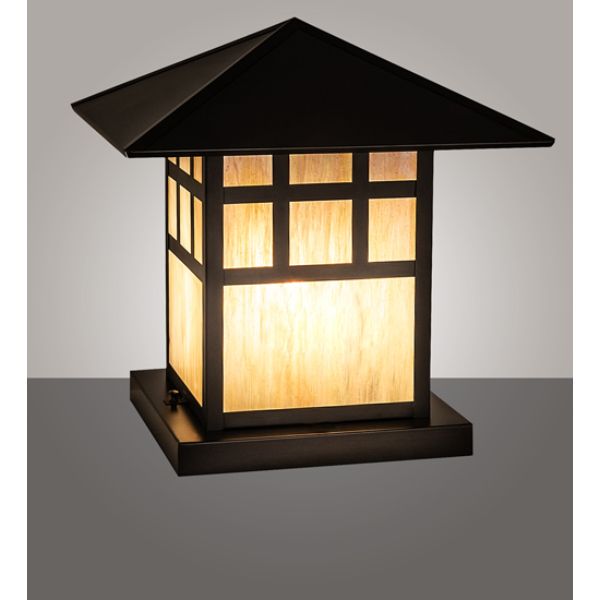 242706 18 in. Square Seneca Watchtower Pier Mount, Beige & Iridescent