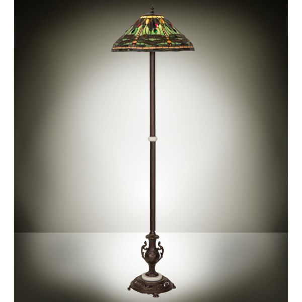 242832 71 in. Dragonfly Floor Lamp, Ruby, Coral & Green