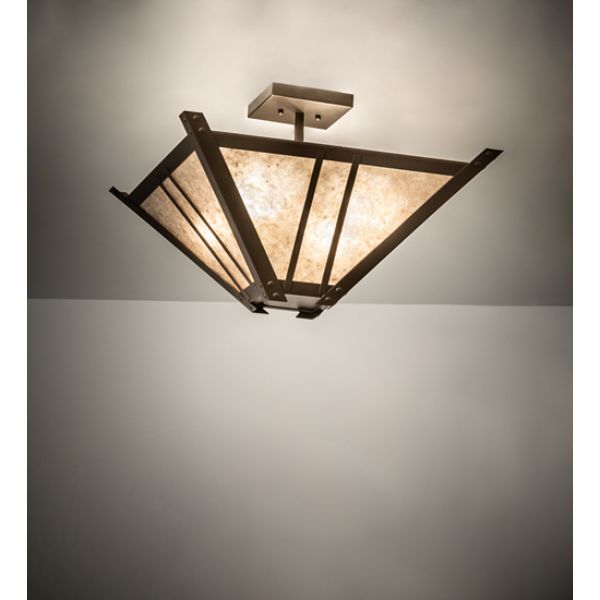 242901 22 in. Square Arta Semi-Flushmount, Silver Mica